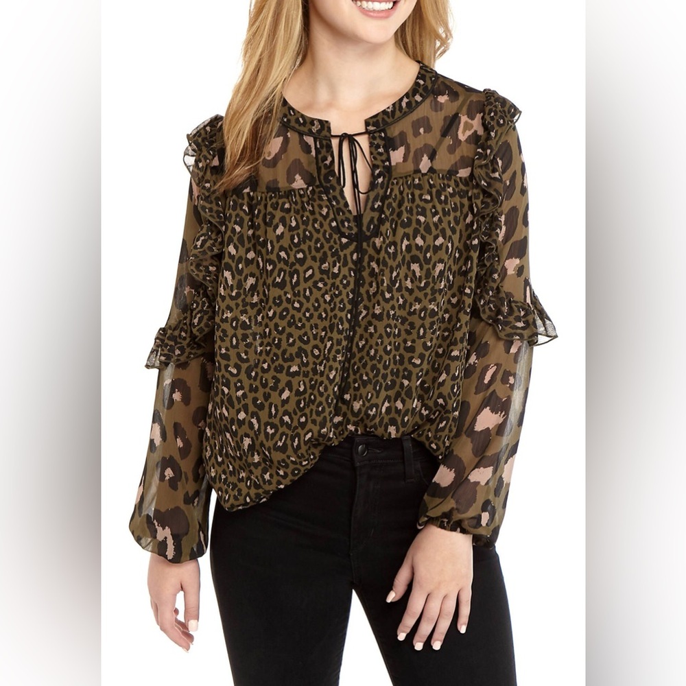 Wonderly Leopard Print Blouse - Brown and Black